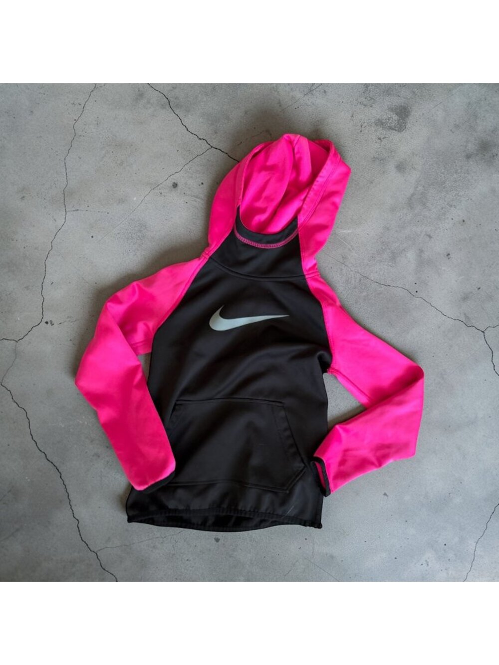 NIKE Girls Pink Black Sweatshirt Hoodie Size Small